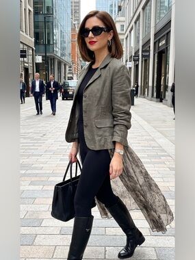 Vintage Mauritzio Linen & Silk Chiffon Avant-Garde Grunge Blazer (IT 44)